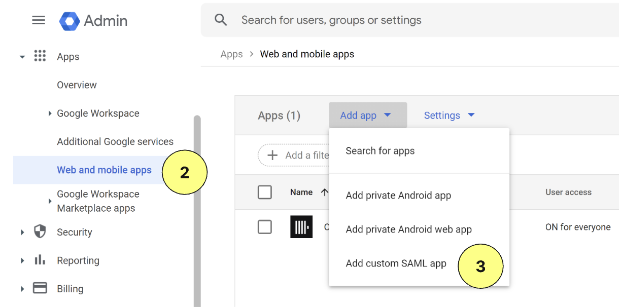 Приложение Google SAML